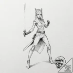 36. linework tattoo of ahsoka tano with her t… – tattoo sketch (№1751823161_0, 06.07.2025 17:32) — tattoovalue.net