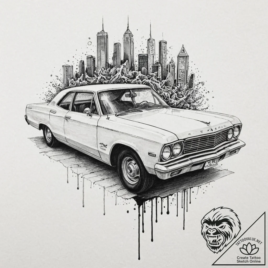 A linework design of the johnny cab from tota... - tattoo sketch (№1751823330_0, 06.07.2025 17:35) — tattoovalue.net