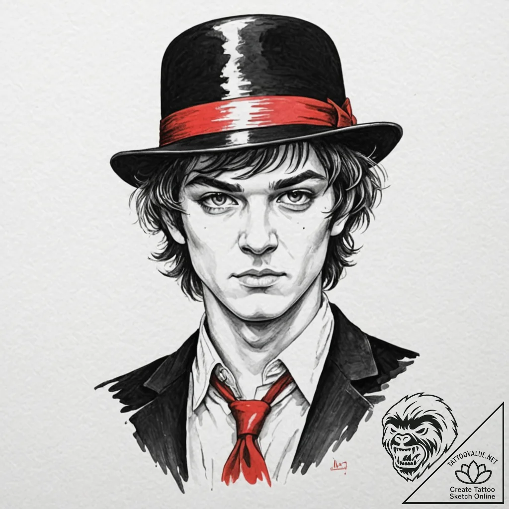 A trash polka portrait of alex from a clockwo... - tattoo sketch (№1751823497_0, 06.07.2025 17:38) — tattoovalue.net