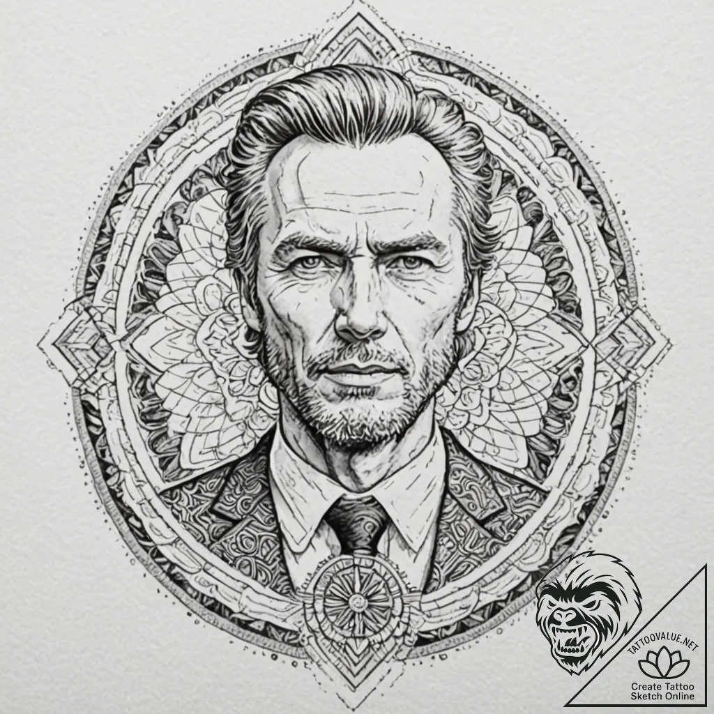 A graphic novel portrait of the man with no n... - tattoo sketch (№1751823750_0, 06.07.2025 17:42) — tattoovalue.net