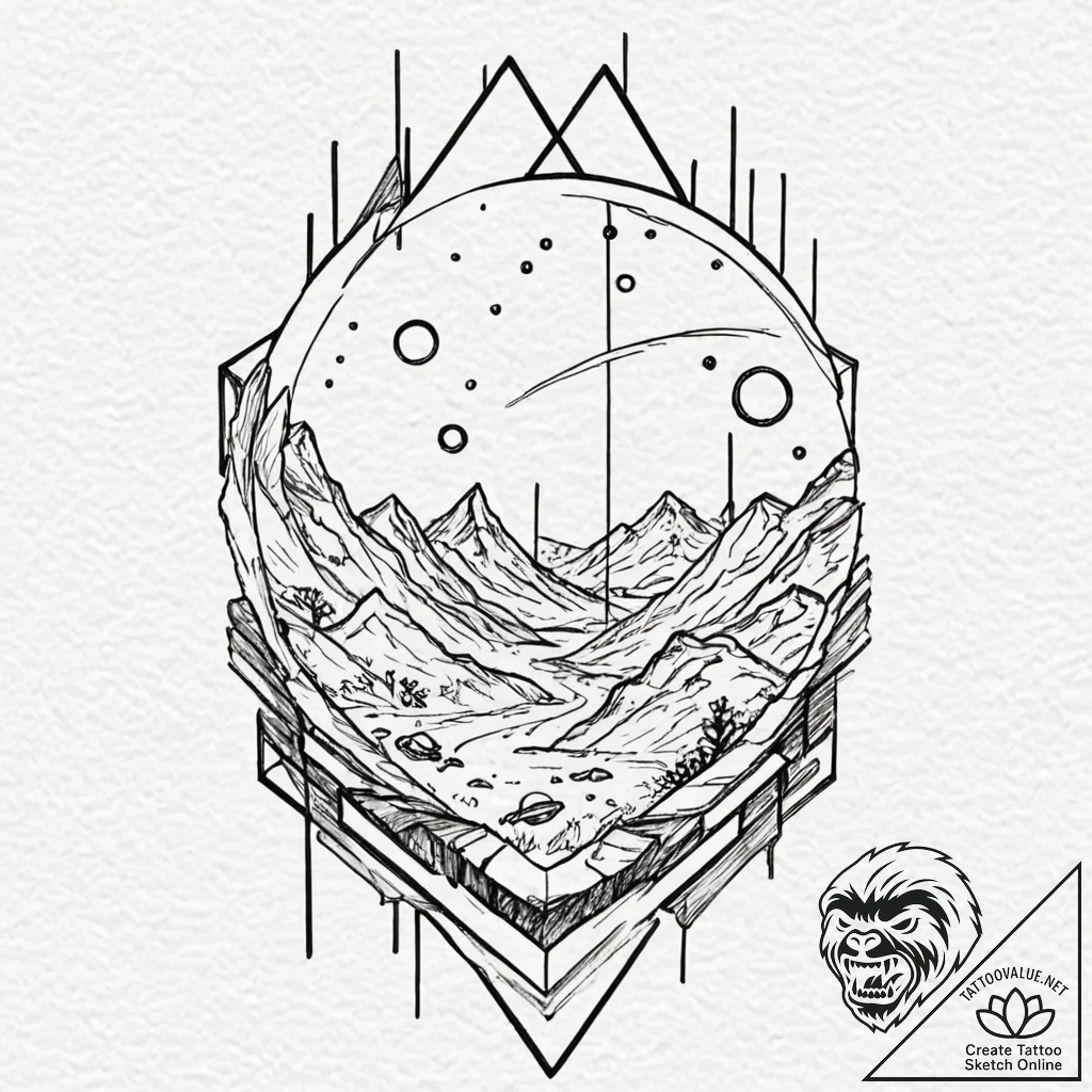 136. (2001: a space odyssey) a minimalist lin... - tattoo sketch (№1751824000_0, 06.07.2025 17:46) — tattoovalue.net