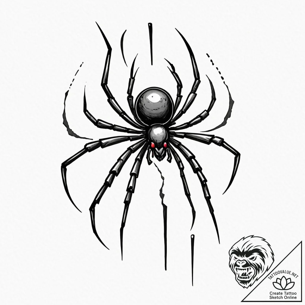 Black widow (spider), ink illustration for ta... - tattoo sketch (№1751824169_0, 06.07.2025 17:49) — tattoovalue.net