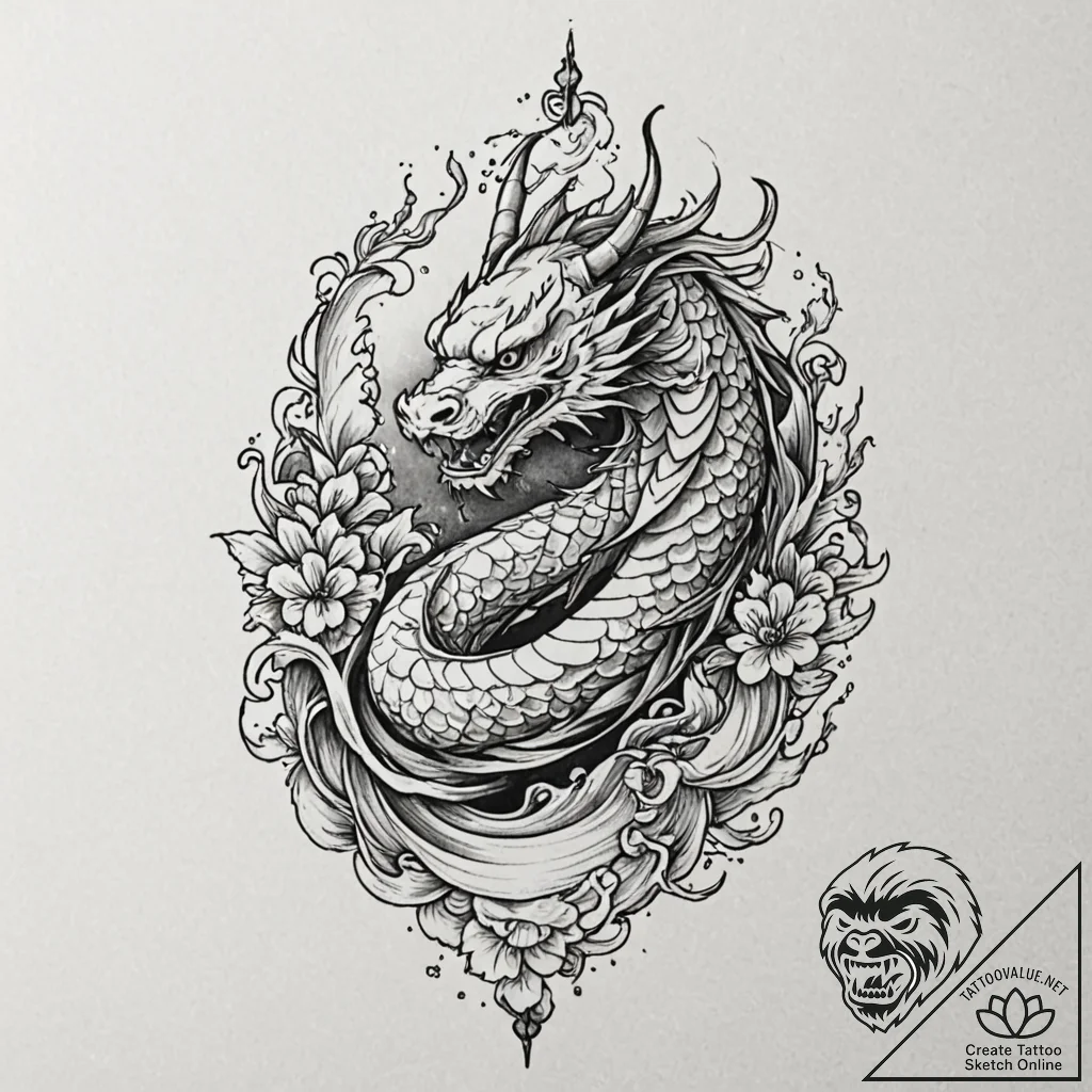 Pirate, tattoo drawing outline, black and gre... - tattoo sketch (№1751825017_0, 06.07.2025 18:03) — tattoovalue.net