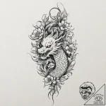 Thistle, artistic tattoo sketch, irezumi japa… – tattoo sketch (№1751825184_0, 06.07.2025 18:06) — tattoovalue.net