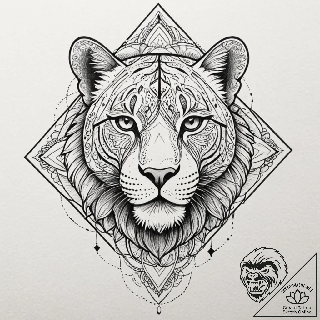 Panther, artistic tattoo sketch, moderately d... - tattoo sketch (№1751825521_0, 06.07.2025 18:12) — tattoovalue.net