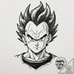 A neo-traditional portrait of vegeta from dra… – tattoo sketch (№1751825773_0, 06.07.2025 18:16) — tattoovalue.net