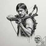 A sketch of daryl dixon from the walking dead… – tattoo sketch (№1751825941_0, 06.07.2025 18:19) — tattoovalue.net