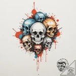 A trash polka design of the future war, skull… – tattoo sketch (№1751826530_0, 06.07.2025 18:28) — tattoovalue.net