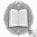 A book with a fantasy world growing from its… – tattoo sketch (№1751826943_0, 06.07.2025 18:35) — tattoovalue.net