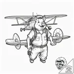 A graphic novel panel of porco rosso, the pig… – tattoo sketch (№1751827023_0, 06.07.2025 18:37) — tattoovalue.net