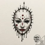 A trash polka sketch of the dalг­ mask, melti… – tattoo sketch (№1751827359_0, 06.07.2025 18:42) — tattoovalue.net
