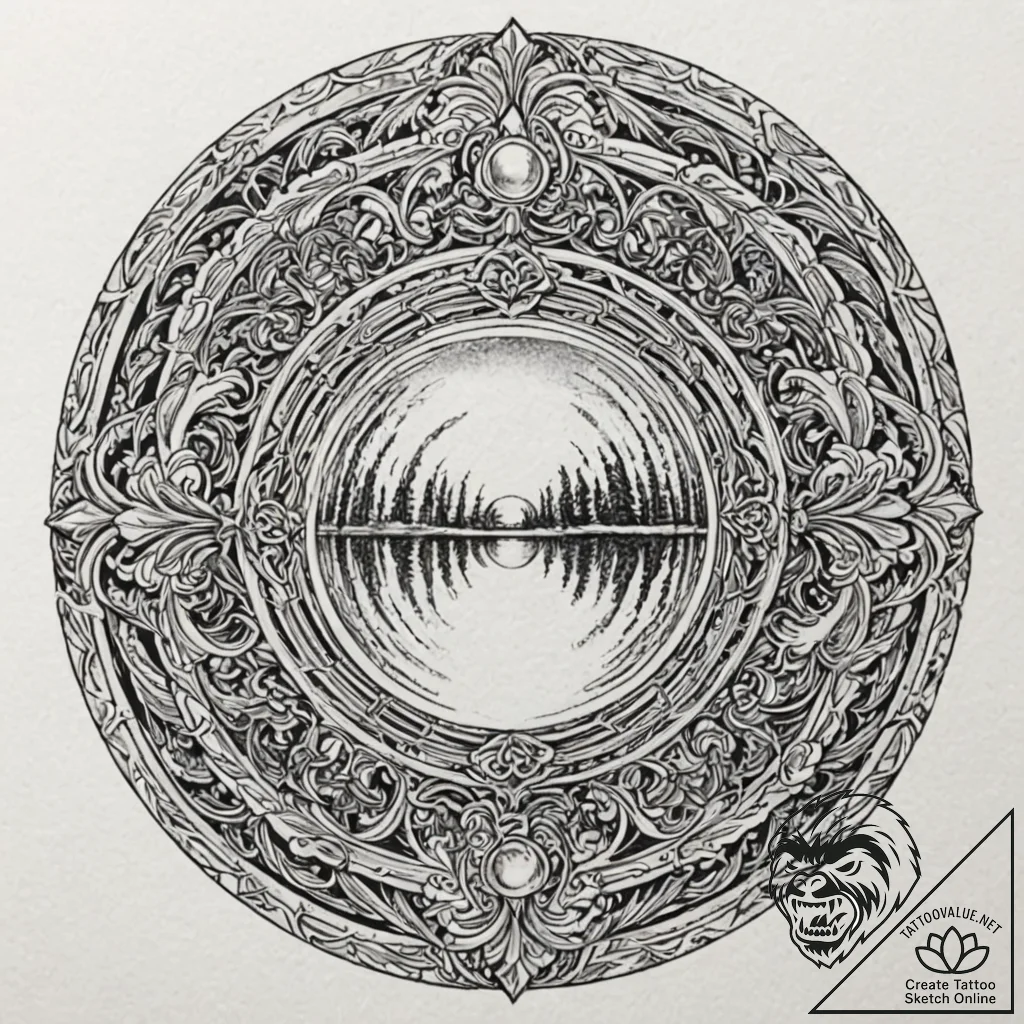 Crystal ball showing a vision, tattoo sketch... - tattoo sketch (№1751827949_0, 06.07.2025 18:52) — tattoovalue.net