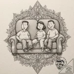 A sketch of the main characters from family g… – tattoo sketch (№1751828876_0, 06.07.2025 19:07) — tattoovalue.net