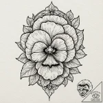 Pansy, artistic tattoo sketch, sepia tone ske… – tattoo sketch (№1751829299_0, 06.07.2025 19:14) — tattoovalue.net