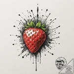 Strawberry, ink illustration for tattoo, mast… – tattoo sketch (№1751829721_0, 06.07.2025 19:22) — tattoovalue.net