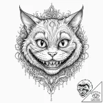A graphic novel style portrait of the cheshir… – tattoo sketch (№1751830061_0, 06.07.2025 19:27) — tattoovalue.net