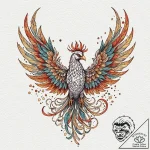 Phoenix, ink illustration for tattoo, stylize… – tattoo sketch (№1751830144_0, 06.07.2025 19:29) — tattoovalue.net