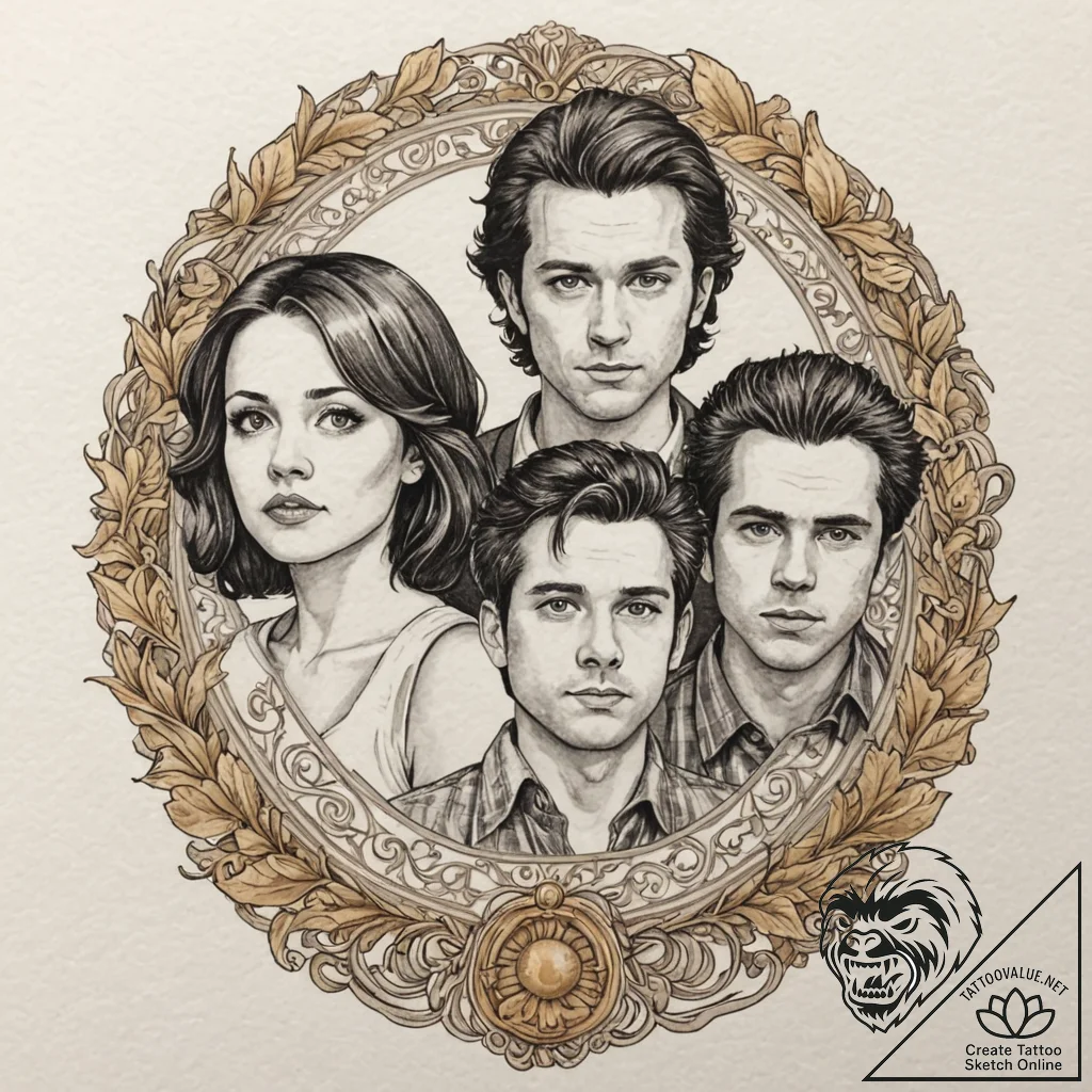A watercolor sketch of the main characters fr... - tattoo sketch (№1751830230_0, 06.07.2025 19:30) — tattoovalue.net