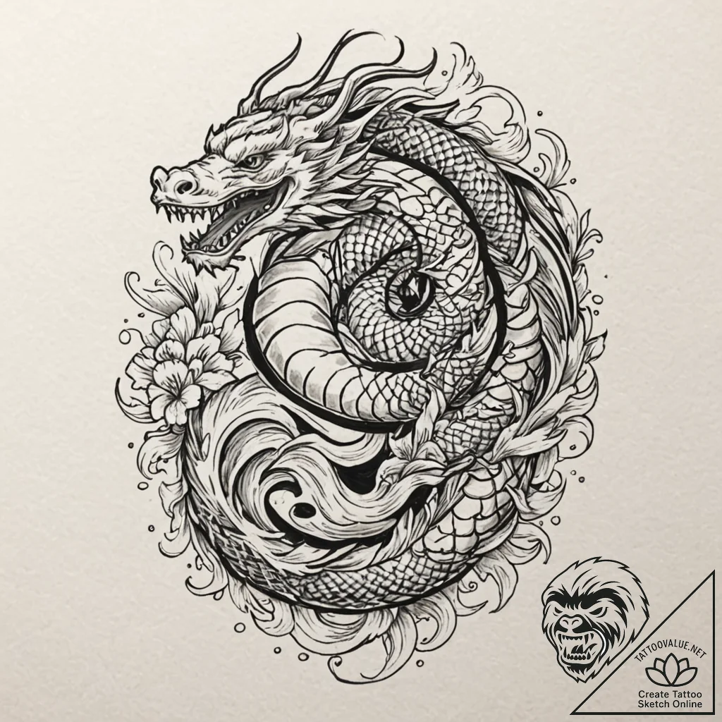 A trash polka composition of a sandworm, spic... - tattoo sketch (№1751830565_0, 06.07.2025 19:36) — tattoovalue.net