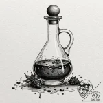 Potion bottle with glowing liquid, tattoo lin… – tattoo sketch (№1751831069_0, 06.07.2025 19:44) — tattoovalue.net