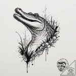 Alligator, ink illustration for tattoo, minim… – tattoo sketch (№1751831405_0, 06.07.2025 19:50) — tattoovalue.net