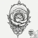 A linework tattoo of the enchanted rose from… – tattoo sketch (№1751832447_0, 06.07.2025 20:07) — tattoovalue.net
