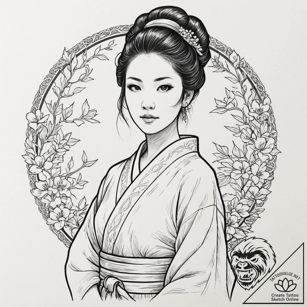A neo-traditional portrait of o-ren ishii in... - tattoo sketch (№1751833065_0, 06.07.2025 20:17) — tattoovalue.net