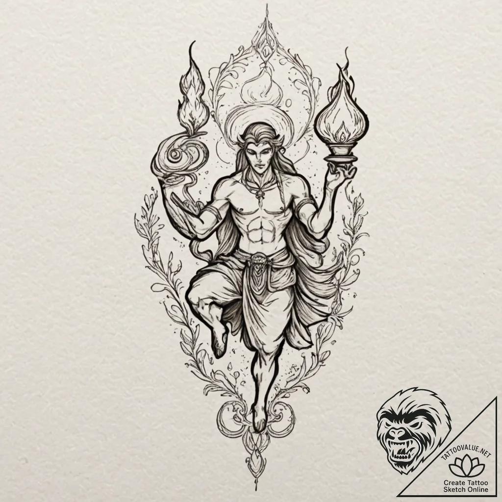 A neo-traditional tattoo of a djinn emerging... - tattoo sketch (№1751833219_0, 06.07.2025 20:20) — tattoovalue.net