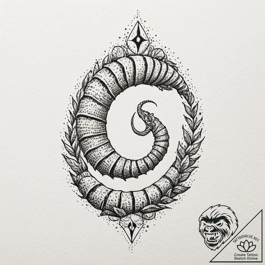 A sketch of the sandworm from beetlejuice,, i... - tattoo sketch (№1751833296_0, 06.07.2025 20:21) — tattoovalue.net