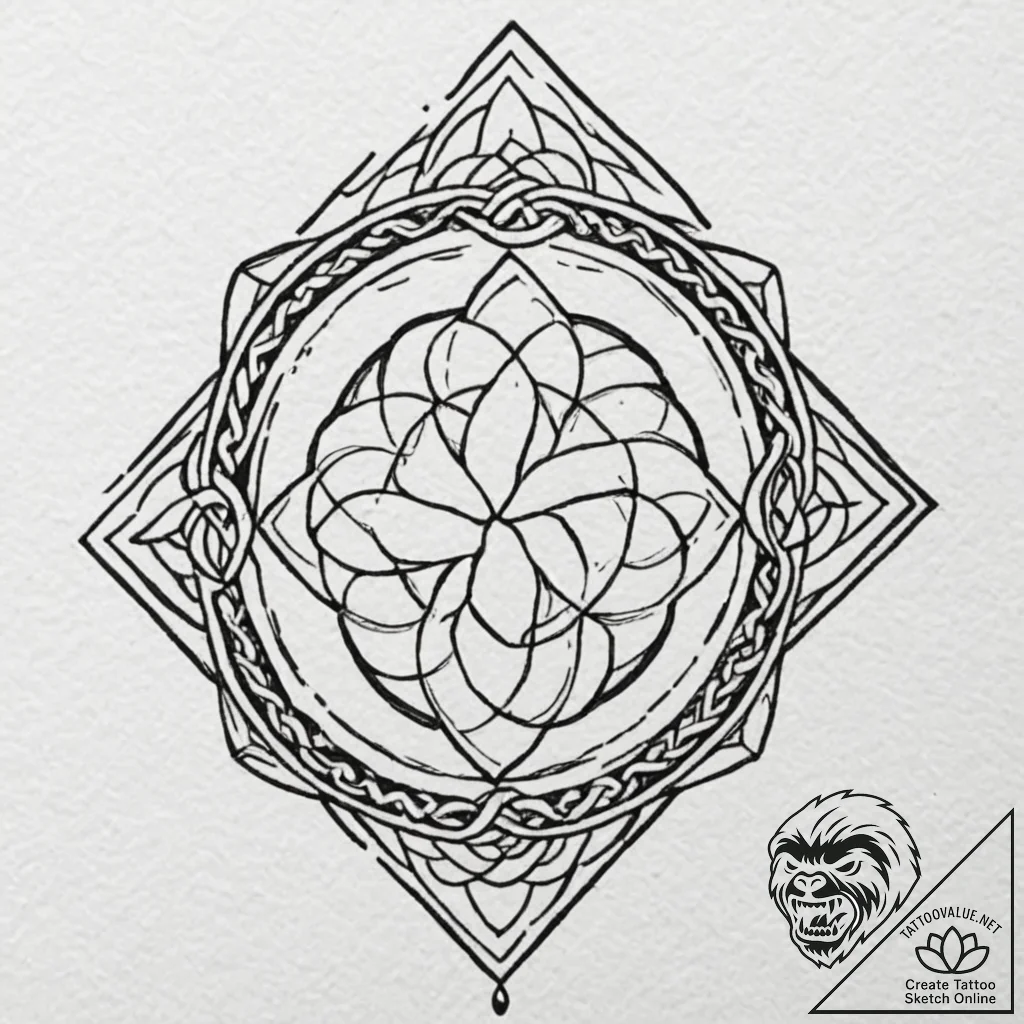 Celtic, tattoo line art, soft whip shading, p... - tattoo sketch (№1751833372_0, 06.07.2025 20:22) — tattoovalue.net