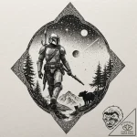 Graphic art of the mandalorian and grogu walk… – tattoo sketch (№1751833868_0, 06.07.2025 20:31) — tattoovalue.net