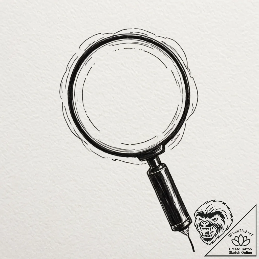 A magnifying glass focusing on a tiny detail,... - tattoo sketch (№1751834375_0, 06.07.2025 20:39) — tattoovalue.net