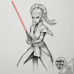 36. linework tattoo of ahsoka tano with her t… – tattoo sketch (№1751834882_0, 06.07.2025 20:48) — tattoovalue.net