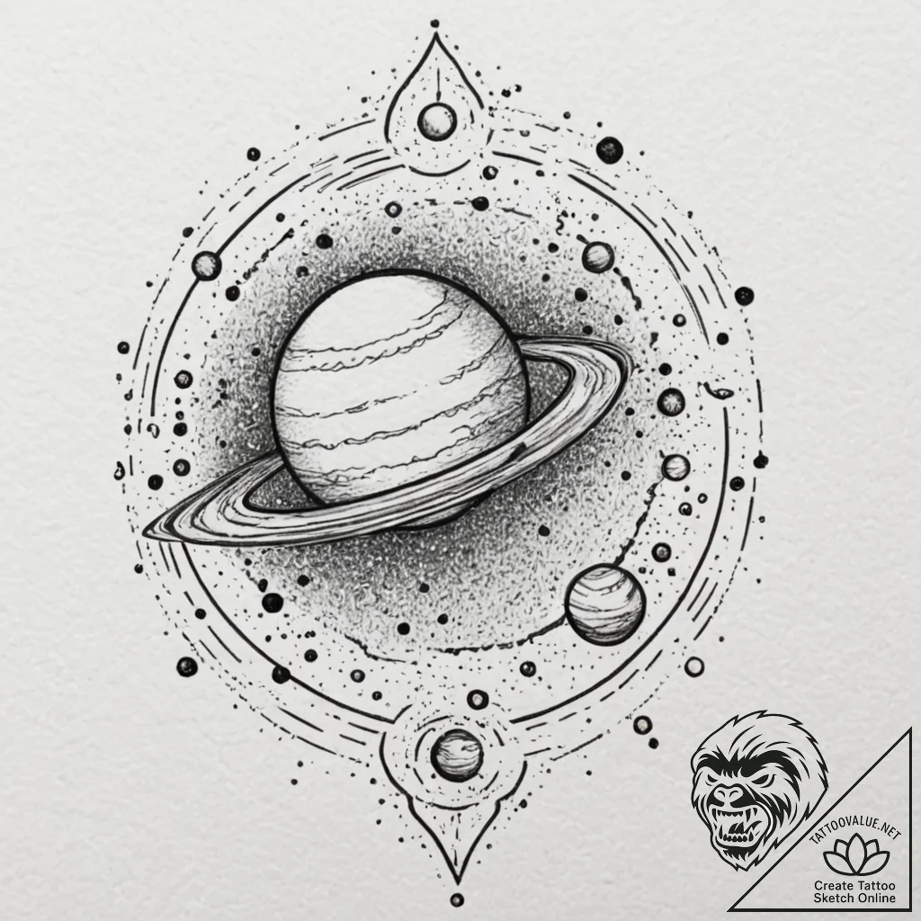 Jupiter (planet), tattoo flash sheet design,... - tattoo sketch (№1751835282_0, 06.07.2025 20:54) — tattoovalue.net