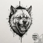 A trash polka composition of a demodog, snarl… – tattoo sketch (№1751835594_0, 06.07.2025 20:59) — tattoovalue.net