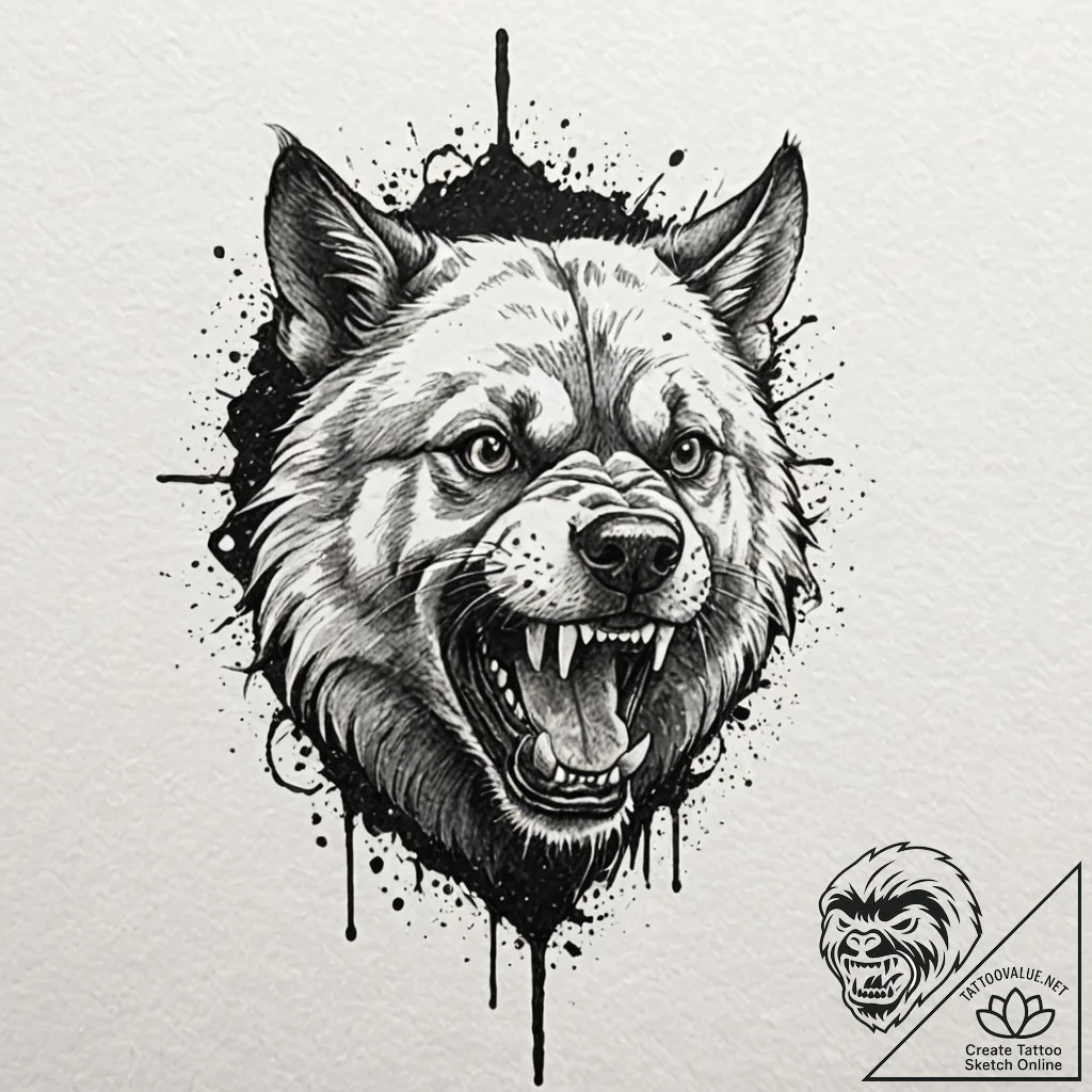 A trash polka composition of a demodog, snarl... - tattoo sketch (№1751835594_0, 06.07.2025 20:59) — tattoovalue.net