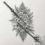 Katana, tattoo flash sheet design, highly det… – tattoo sketch (№1751835932_0, 06.07.2025 21:05) — tattoovalue.net