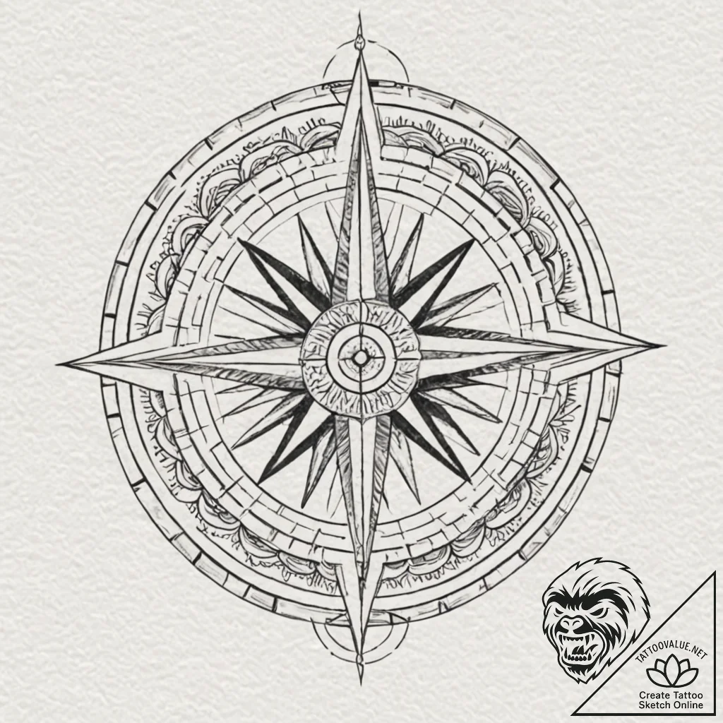 A compass rose (is there as wind rose, but ca... - tattoo sketch (№1751836520_0, 06.07.2025 21:15) — tattoovalue.net