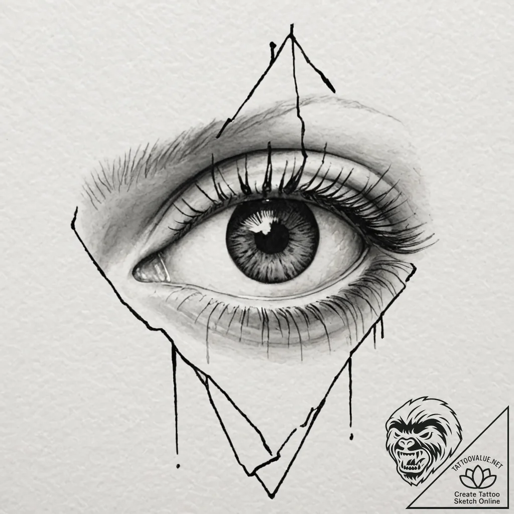 Eye, concept art for tattoo, minimalist appro... - tattoo sketch (№1751836777_0, 06.07.2025 21:19) — tattoovalue.net