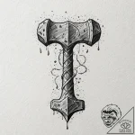 A linework tattoo of thor’s hammer, mjolnir,… – tattoo sketch (№1751837029_0, 06.07.2025 21:23) — tattoovalue.net