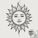 Sun, concept art for tattoo, studio lighting… – tattoo sketch (№1751837504_0, 06.07.2025 21:31) — tattoovalue.net