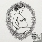 A powerful linework tattoo of a pregnant woma… – tattoo sketch (№1751838669_0, 06.07.2025 21:51) — tattoovalue.net