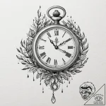 A melting pocket watch draped over a branch,… – tattoo sketch (№1751838749_0, 06.07.2025 21:52) — tattoovalue.net