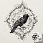 A linework tattoo of a raven, inspired by edg… – tattoo sketch (№1751839254_0, 06.07.2025 22:00) — tattoovalue.net