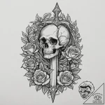A linework tattoo of excalibur being pulled f… – tattoo sketch (№1751839506_0, 06.07.2025 22:05) — tattoovalue.net