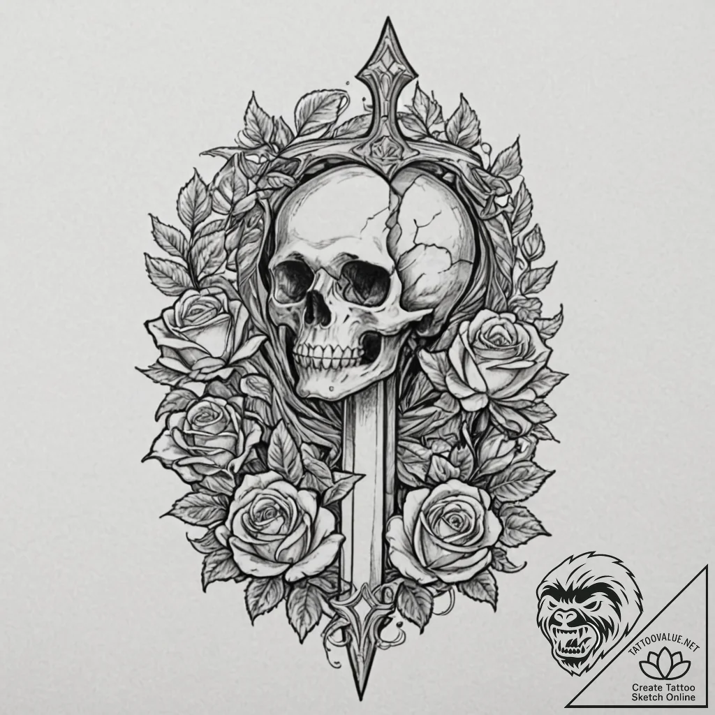 A linework tattoo of excalibur being pulled f... - tattoo sketch (№1751839506_0, 06.07.2025 22:05) — tattoovalue.net