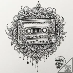 A neo-traditional tattoo of a cassette tape l… – tattoo sketch (№1751839758_0, 06.07.2025 22:09) — tattoovalue.net