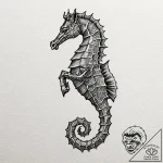 A hippocampus (mythological seahorse), ink il… – tattoo sketch (№1751840178_0, 06.07.2025 22:16) — tattoovalue.net