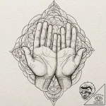 A linework tattoo of the “law of surprise”, a… – tattoo sketch (№1751840581_0, 06.07.2025 22:23) — tattoovalue.net