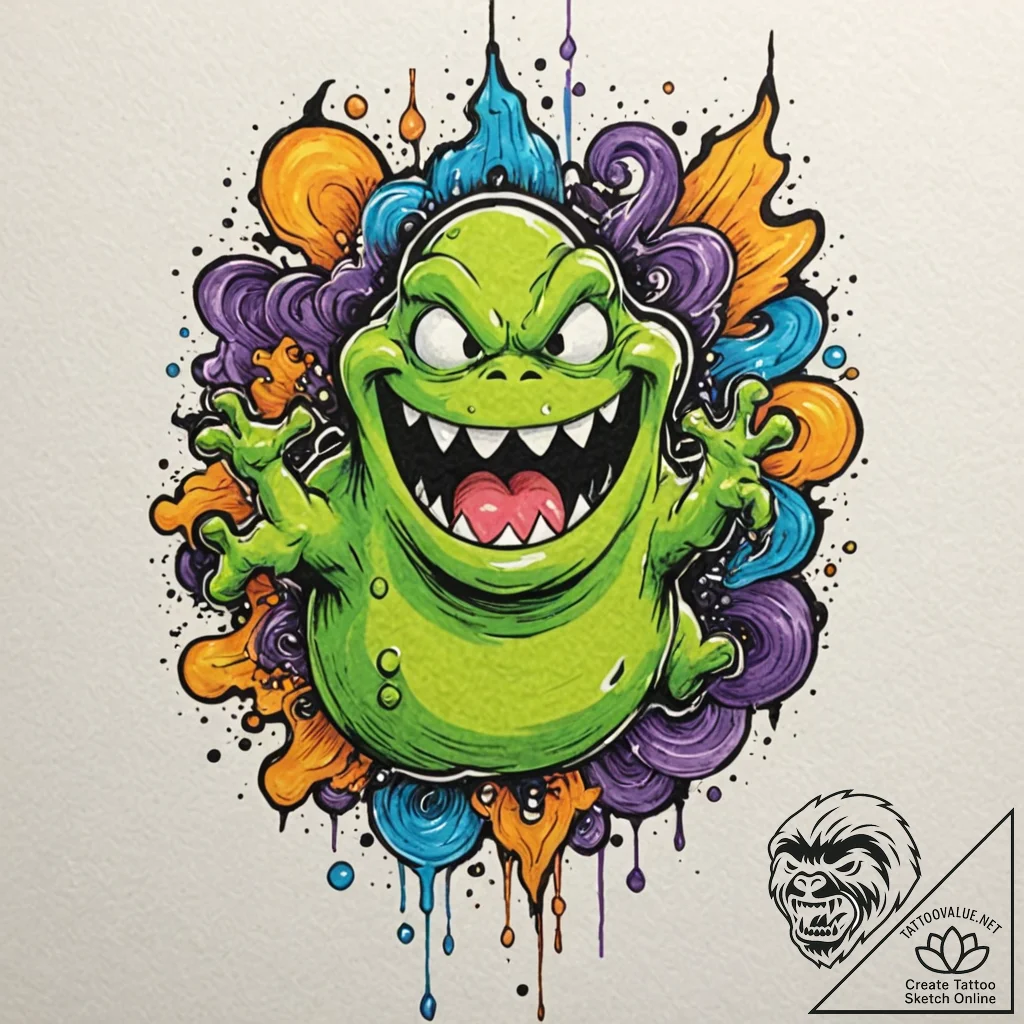 A sketch of slimer the ghost,, tattoo sketch... - tattoo sketch (№1751840660_0, 06.07.2025 22:24) — tattoovalue.net